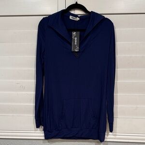 BCBG Women's Navy Hooded Pullover